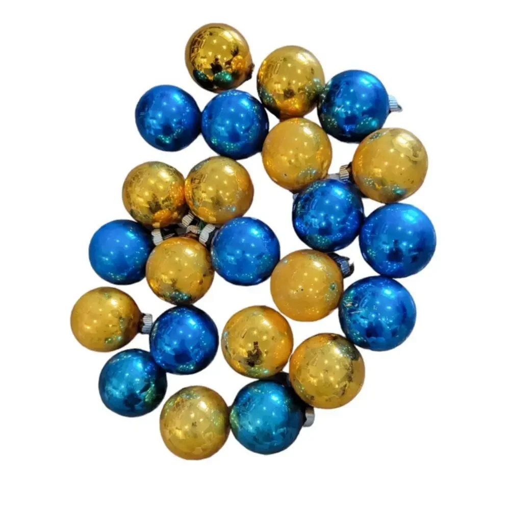 Vintage Shiny Brite Gold Blue Lot of 23 Christmas Ornaments Made‎ in U.S.A